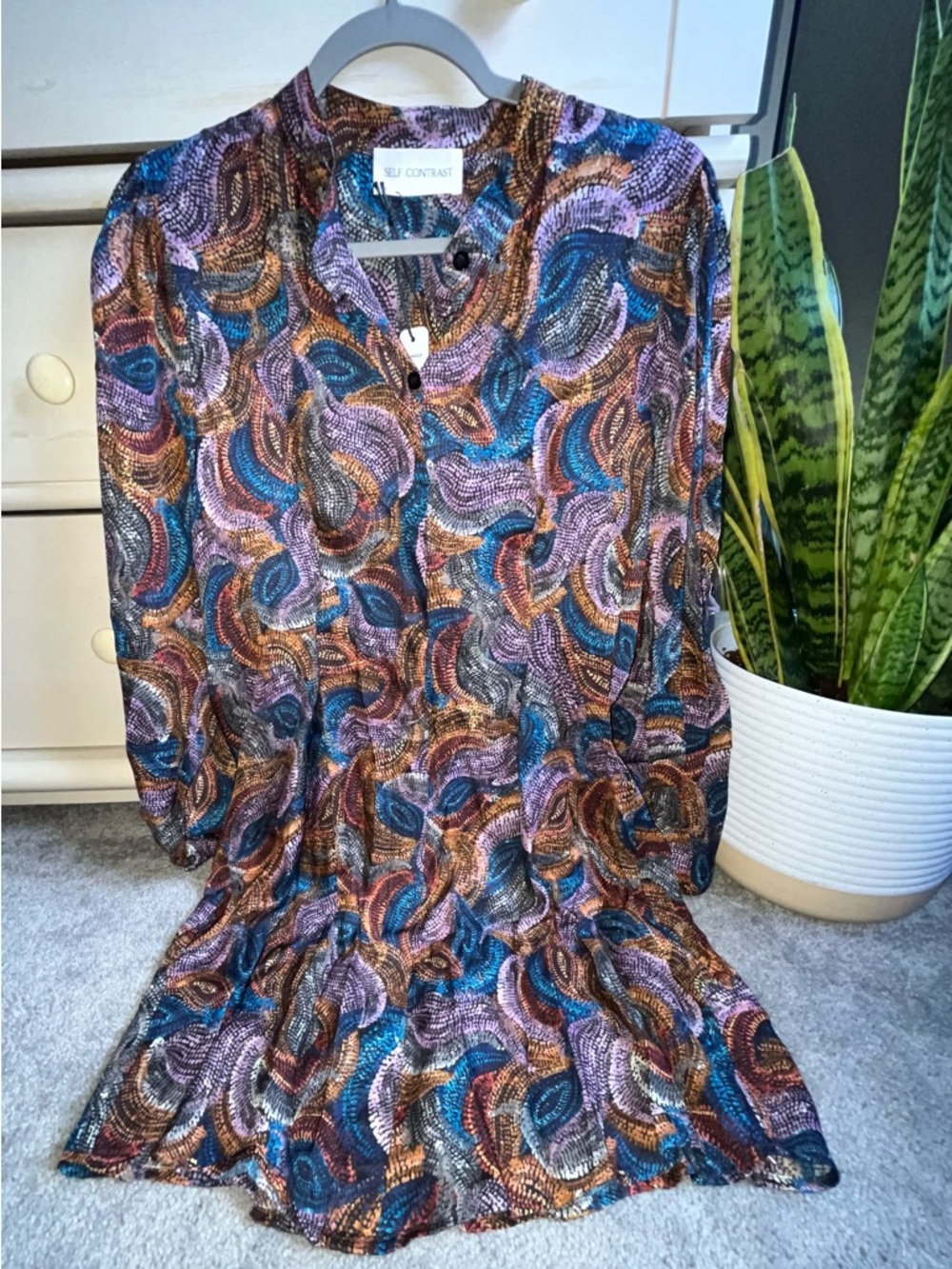 NWT Anthropologie /Self Contrast Saige L/S Mini Dress L - Picture 3 of 6